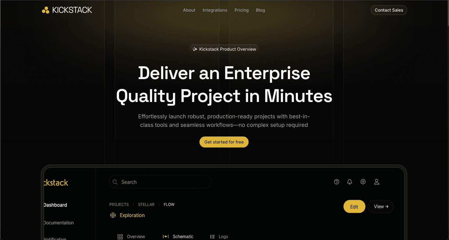 Screenshot of Kickstack - Modern SaaS Appliction project