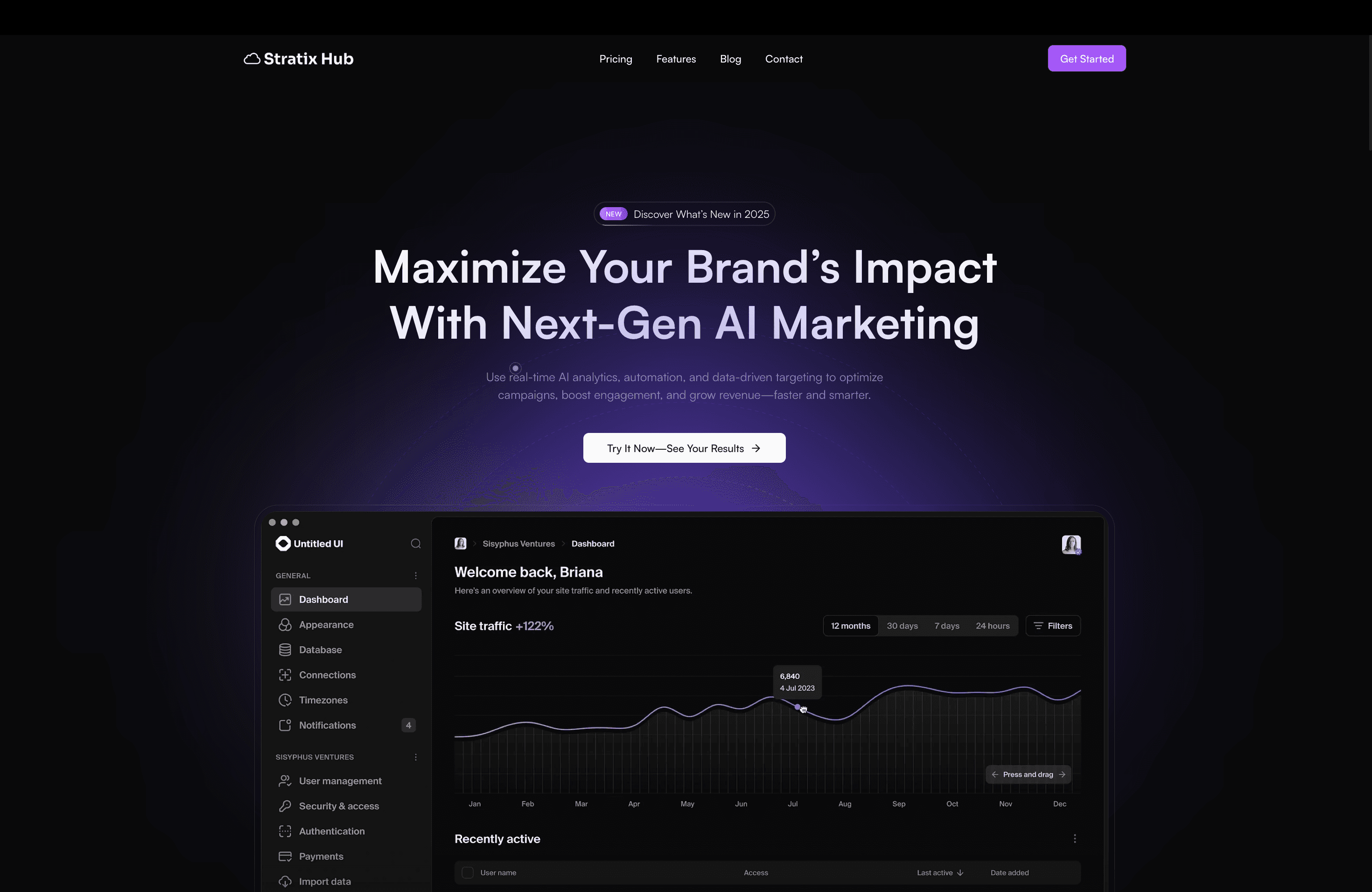 Screenshot of Stratix Hub – Business Strategy SaaS Dashboard project